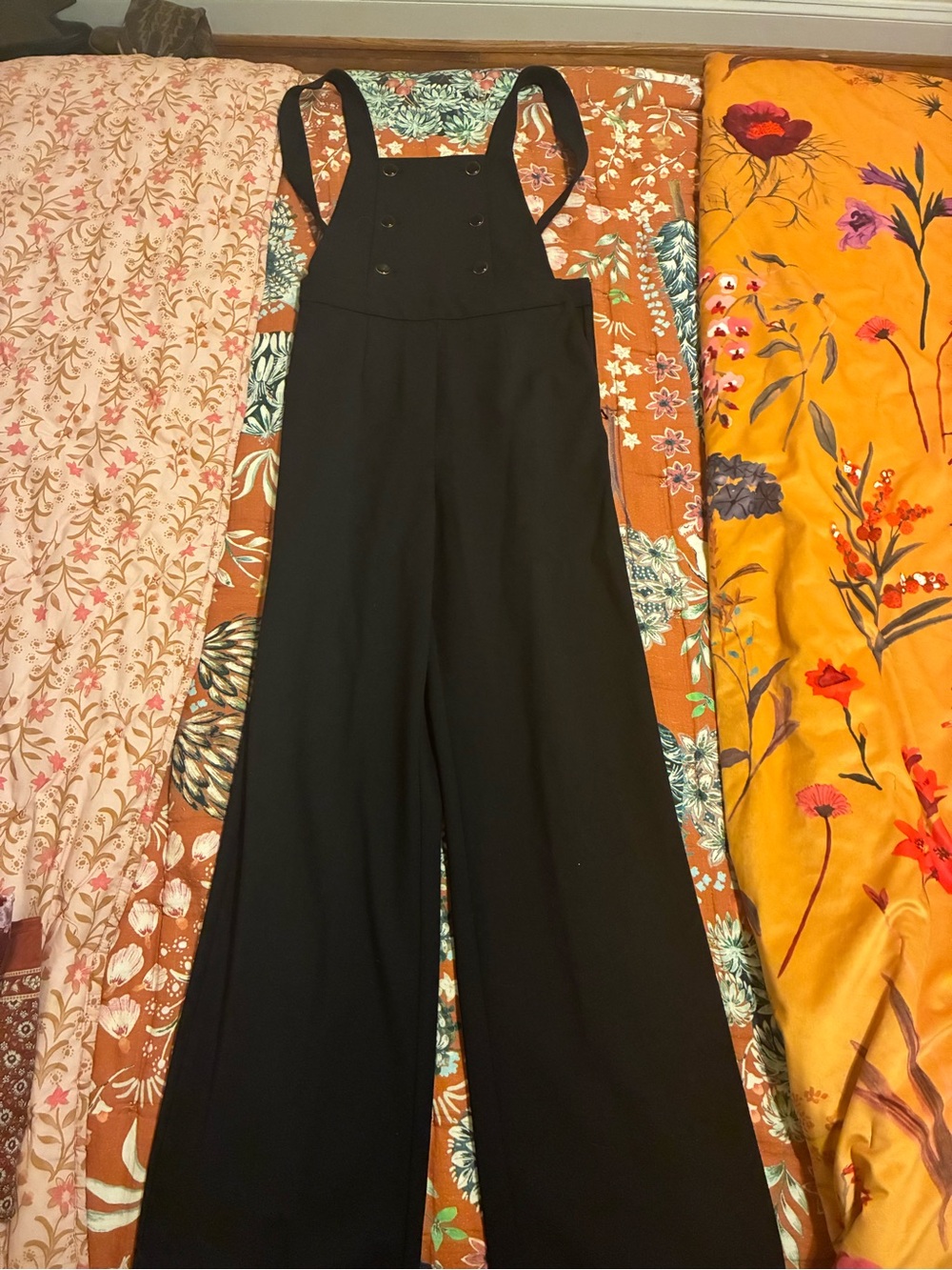Sezane Women’s Sidone Black Wide-Leg Overalls